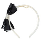 Girls Beige & Black Logo Headband, 1, hi-res