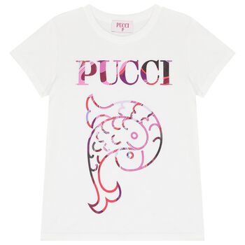 Girls White Pesci Logo T-Shirt