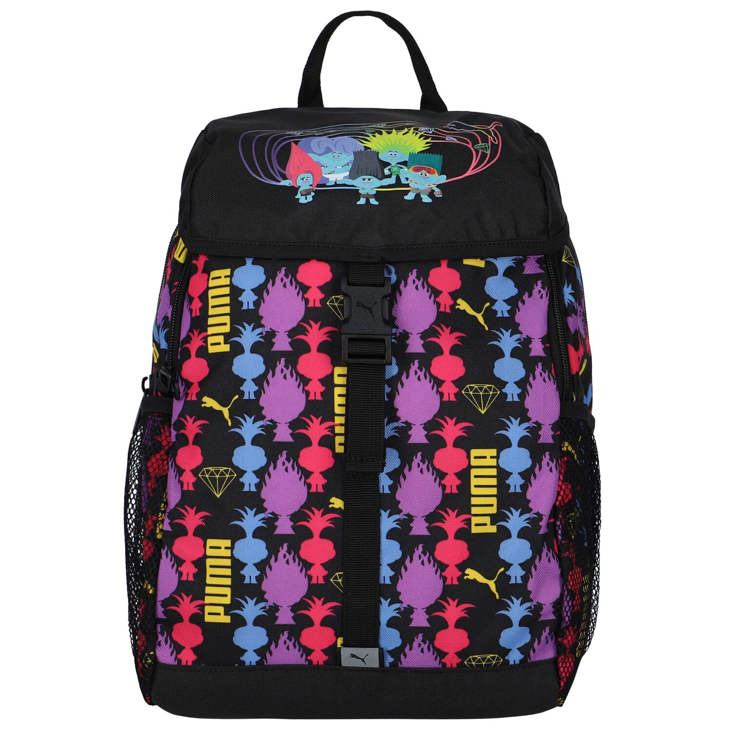 Girls Black Trolls Logo Backpack, 1, hi-res