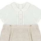 Baby Boys White & Beige Romper, 2, hi-res