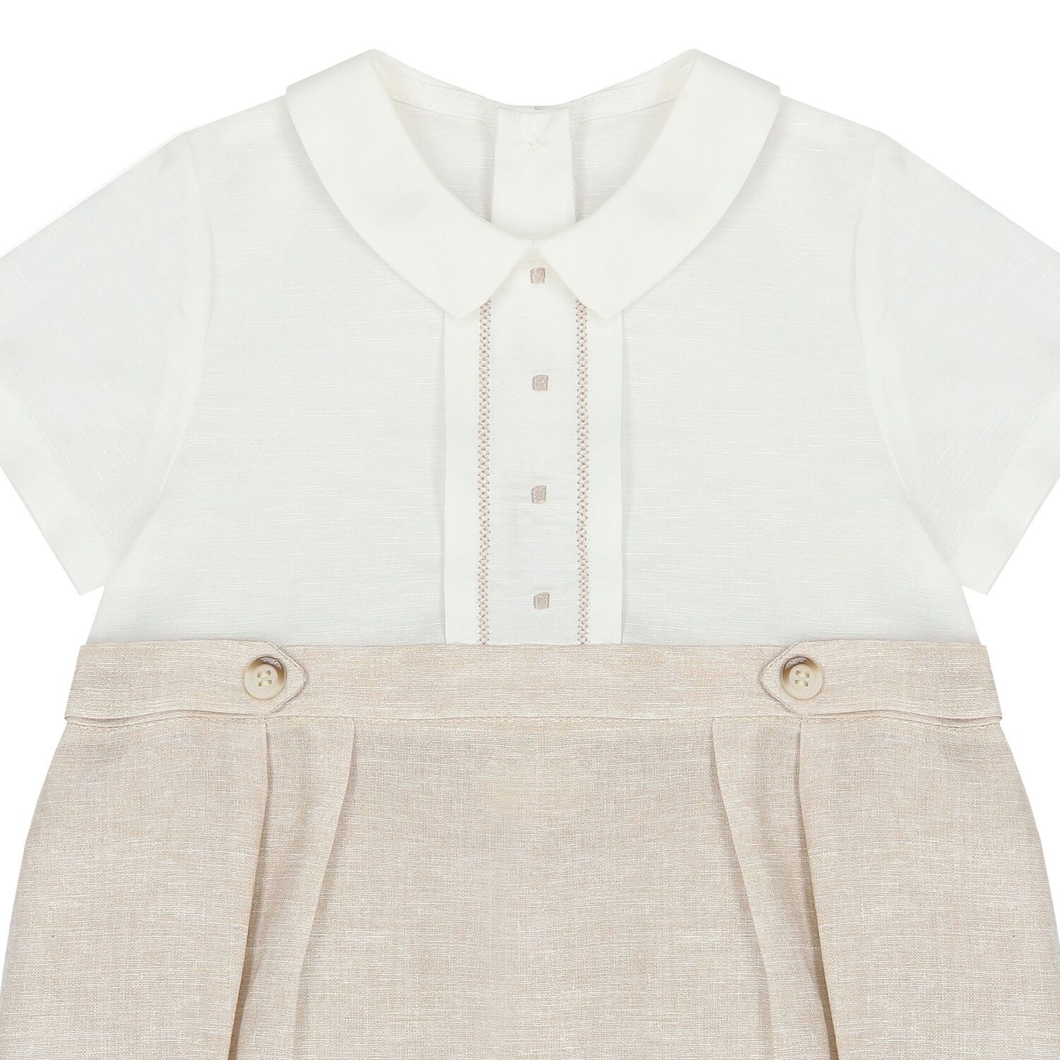 Baby Boys White & Beige Romper, 2, hi-res
