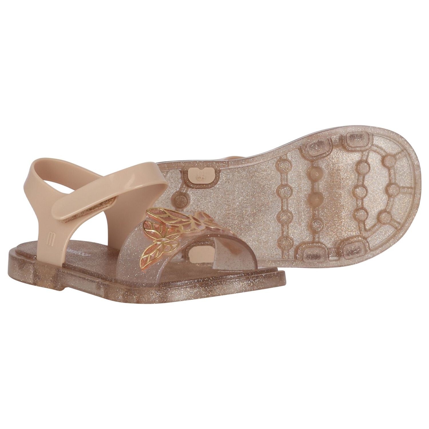 Girls Gold & Beige Jelly Sandals, 1, hi-res image number null