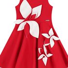 Girls Red & White Satin Floral Dress, 3, hi-res