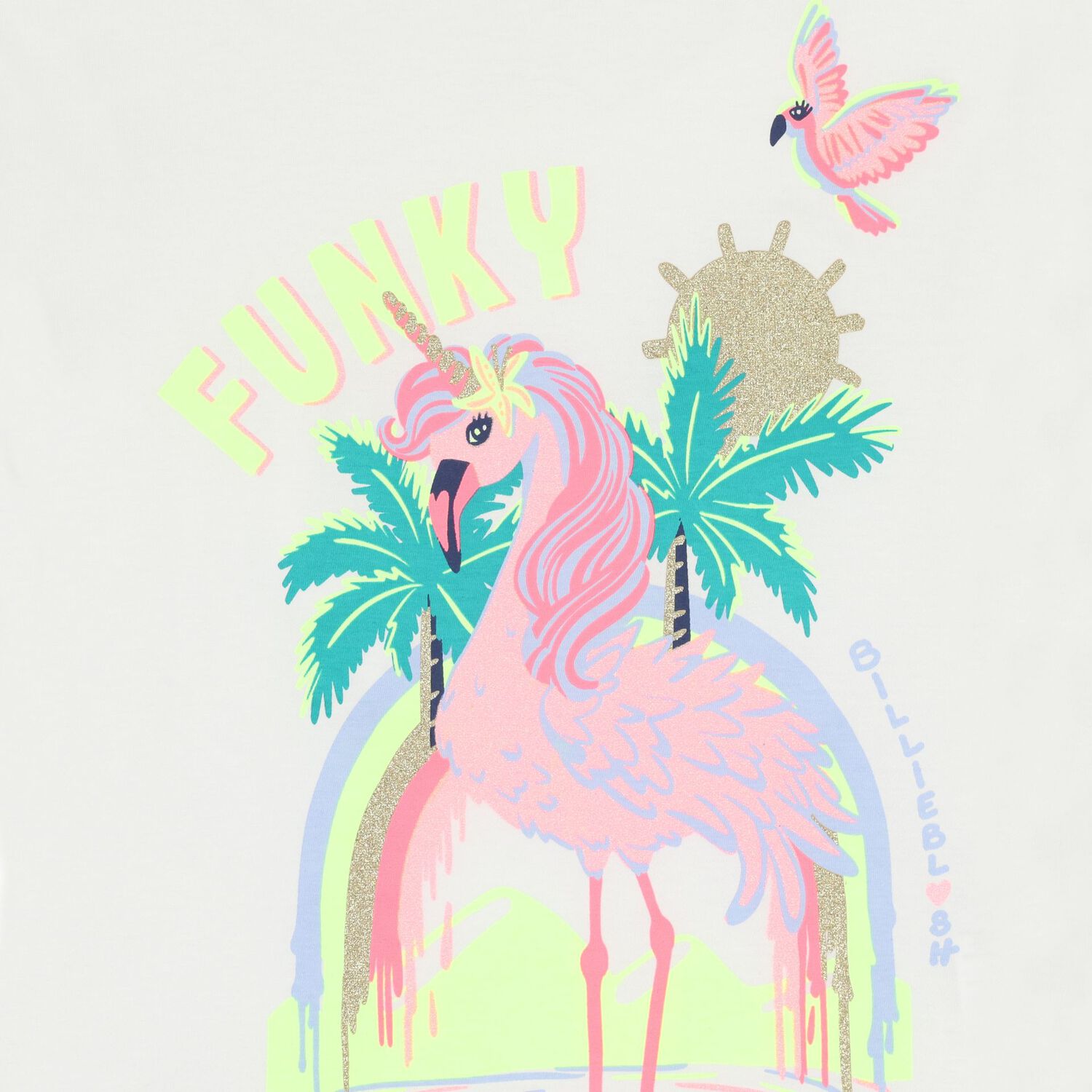 Girls White Pink Unicorn Flamingo T-Shirt, 1, hi-res