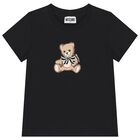 Girls Black Teddy Bear Logo T-Shirt, 3, hi-res