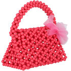 Girls Pink Beaded Handbag, 1, hi-res