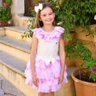 Girls White & Pink Ruffle Top, 1, hi-res
