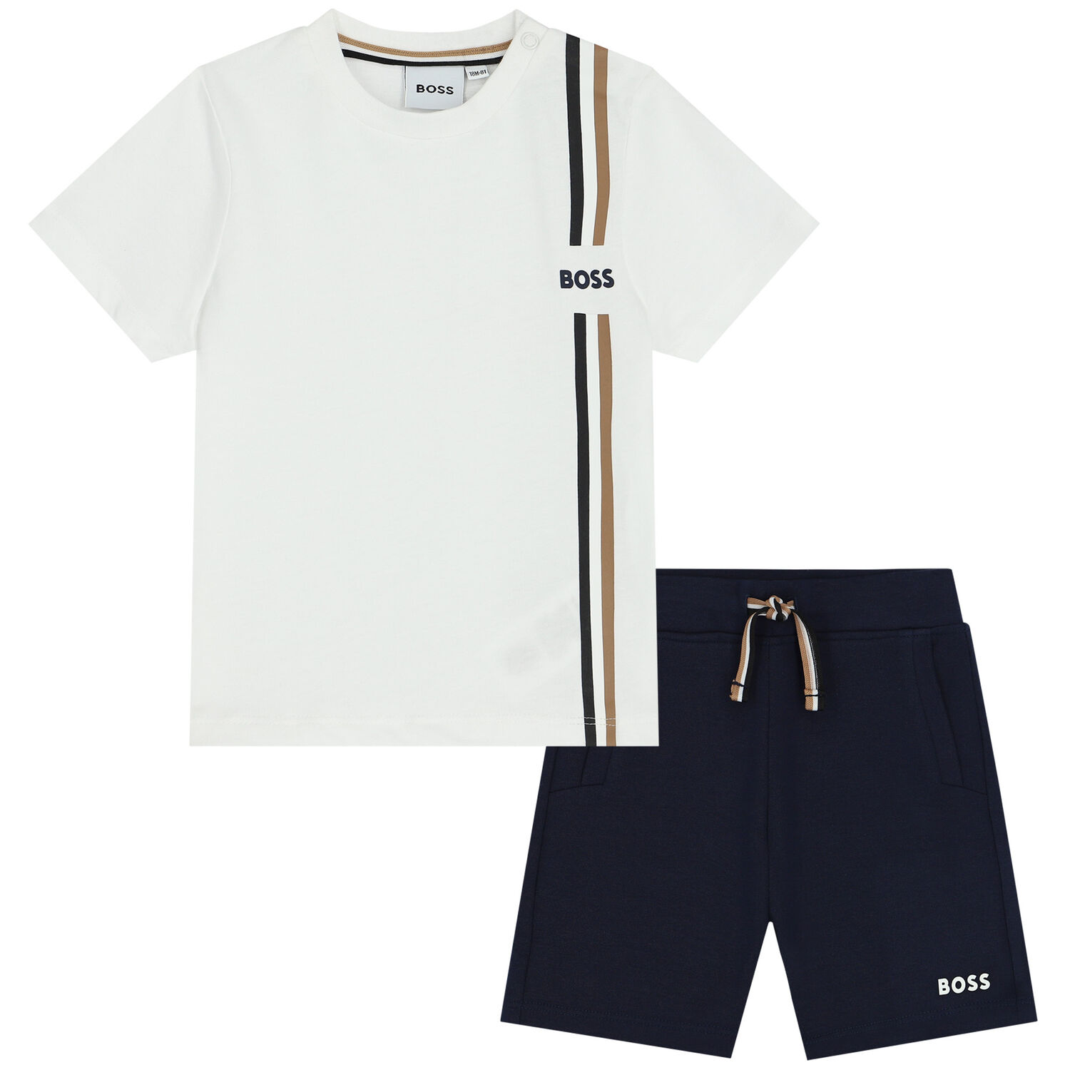 Younger Boys White & Navy Blue Set, 2, hi-res