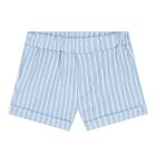 Baby Boys White & Blue  Striped Shorts & Hat Set , 1, hi-res