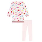 Girls White & Pink Heart Leggings Set, 1, hi-res