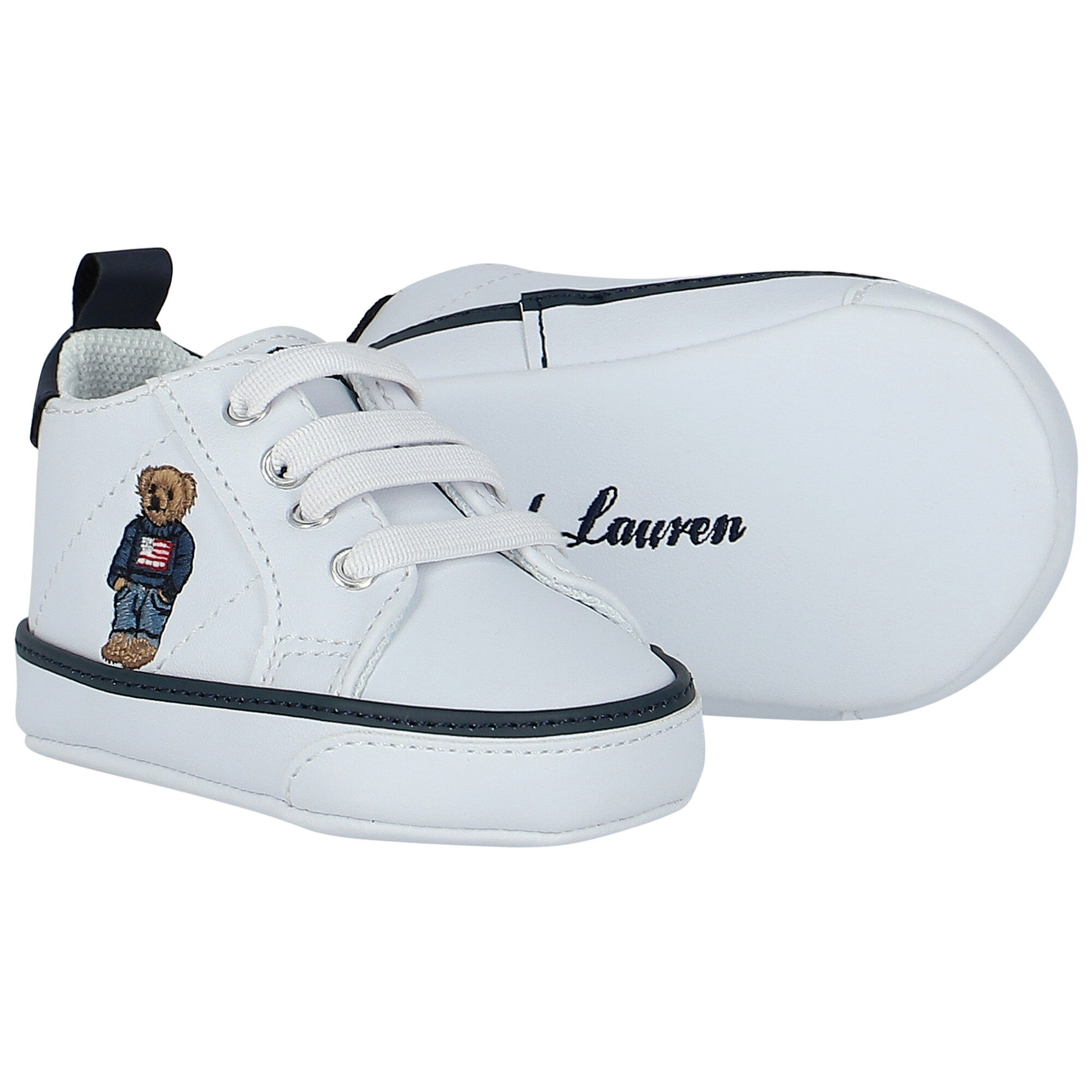 Ralph Lauren Baby Boys White Polo Bear Pre Walker Shoes Junior Couture UK