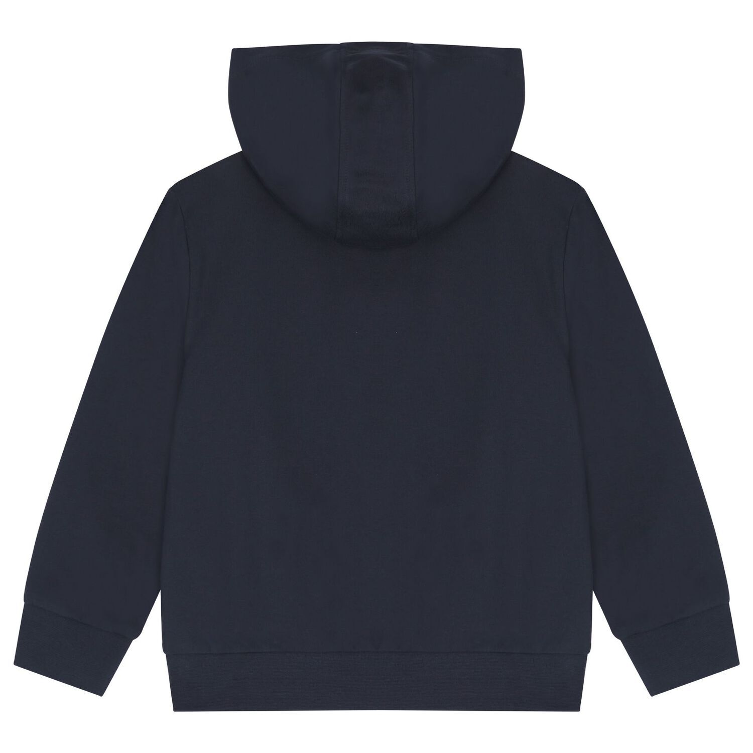 Boys Navy Blue Logo Hooded Zip Up Top, 2, hi-res