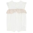 Baby Girls White & Beige Romper, 1, hi-res