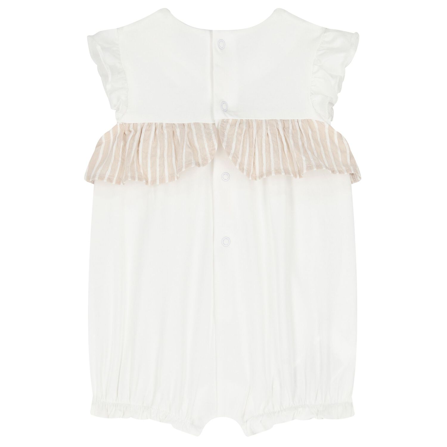 Baby Girls White & Beige Romper, 1, hi-res
