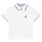 Younger Boys White Boat Polo Shirt, 1, hi-res