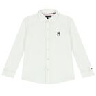 Boys White Logo Shirt, 1, hi-res