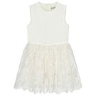 Girls Ivory Floral Lace Dress, 1, hi-res