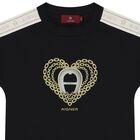 Girls Black Logo Heart Dress, 2, hi-res