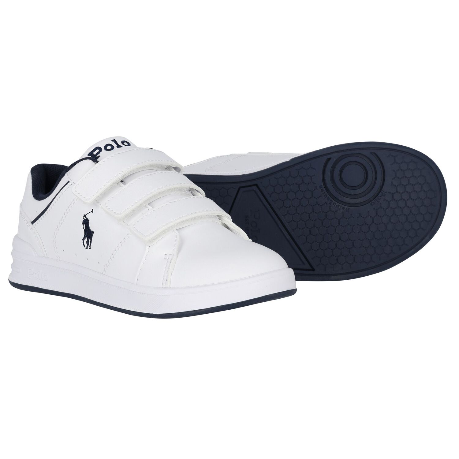 Boys White Logo Trainers, 1, hi-res