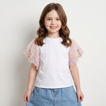 Girls White & Pink T-Shirt