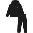Boys Black Logo Tracksuit, 1, hi-res
