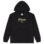 Girls Black Logo Hooded Top, 1, hi-res