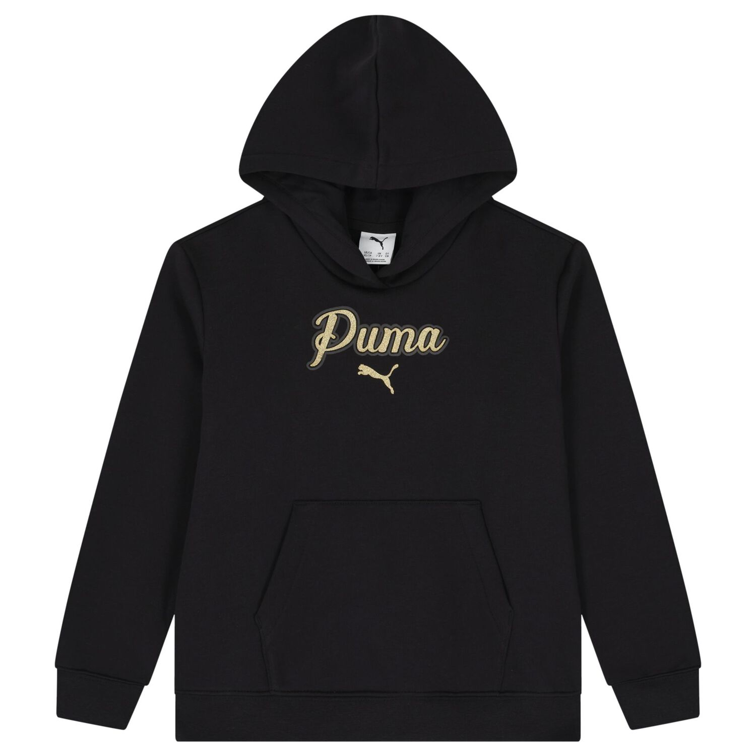 Girls Black Logo Hooded Top, 1, hi-res