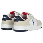 Boys White & Beige Logo Trainers, 1, hi-res