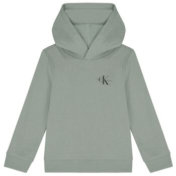 Boys Green Logo Hooded Top