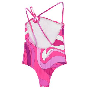 Girls Pink & Purple Logo Swimsuit