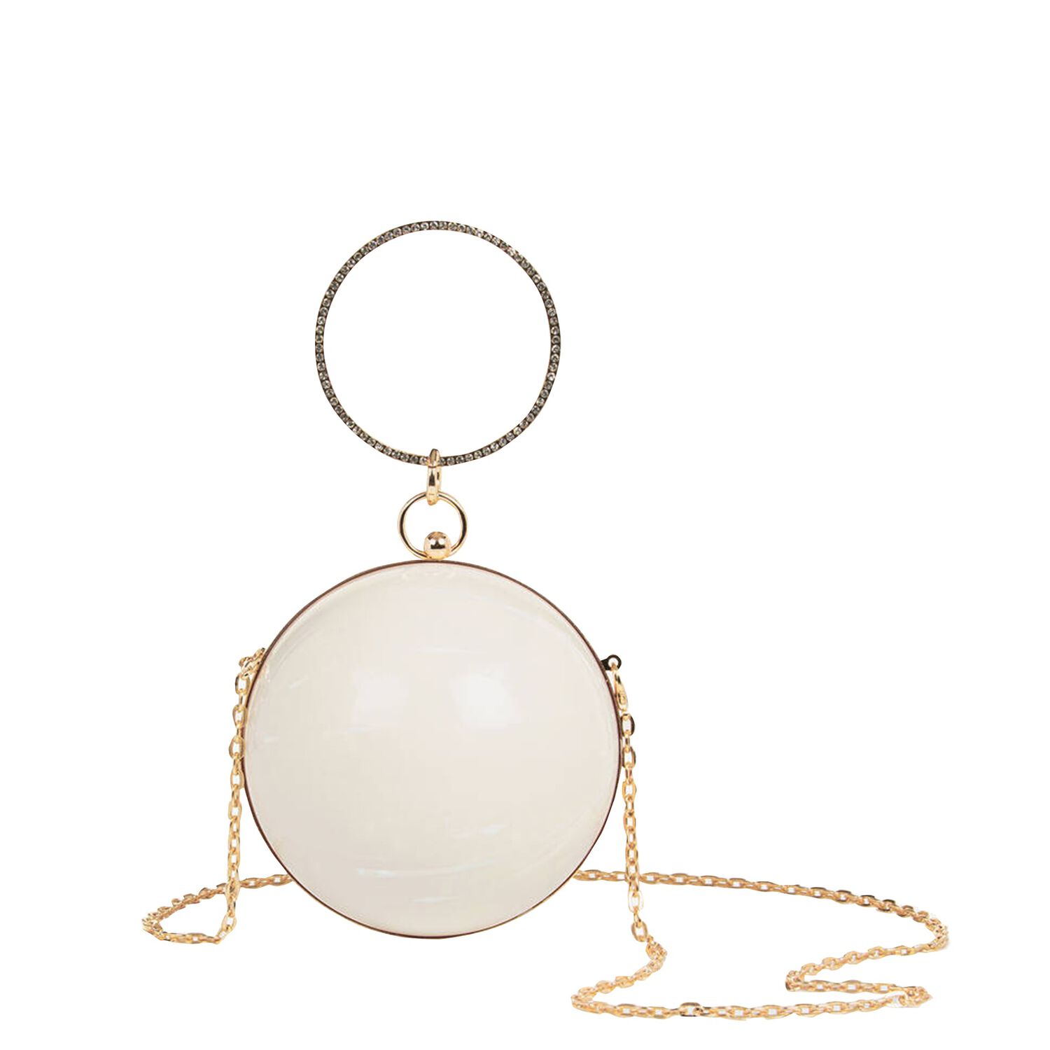 Girls Ivory & Gold Ball Bag, 1, hi-res