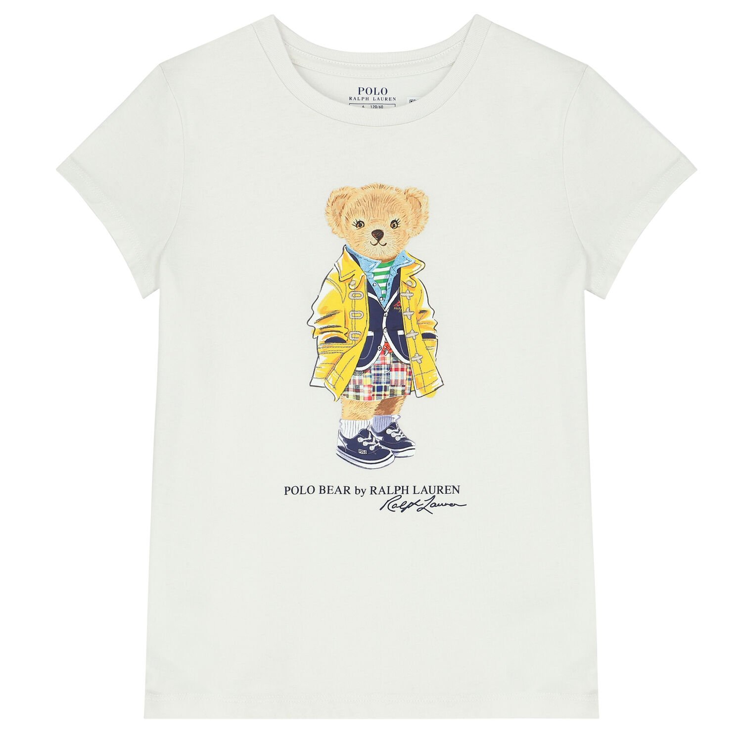 Girls White Polo Bear T-Shirt, 1, hi-res