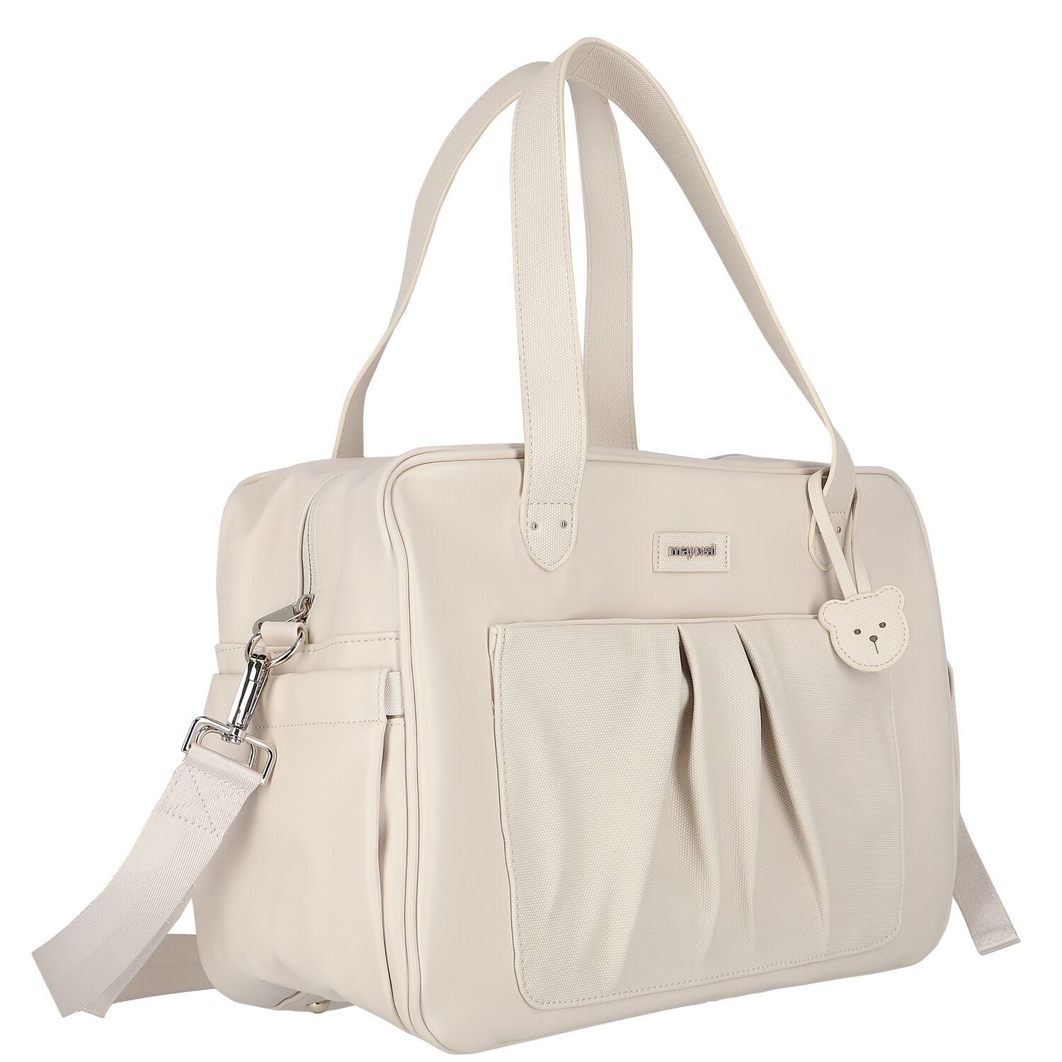 Beige Faux Leather Baby Changing Bag, 1, hi-res image number null