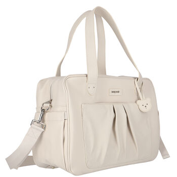 Beige Faux Leather Baby Changing Bag