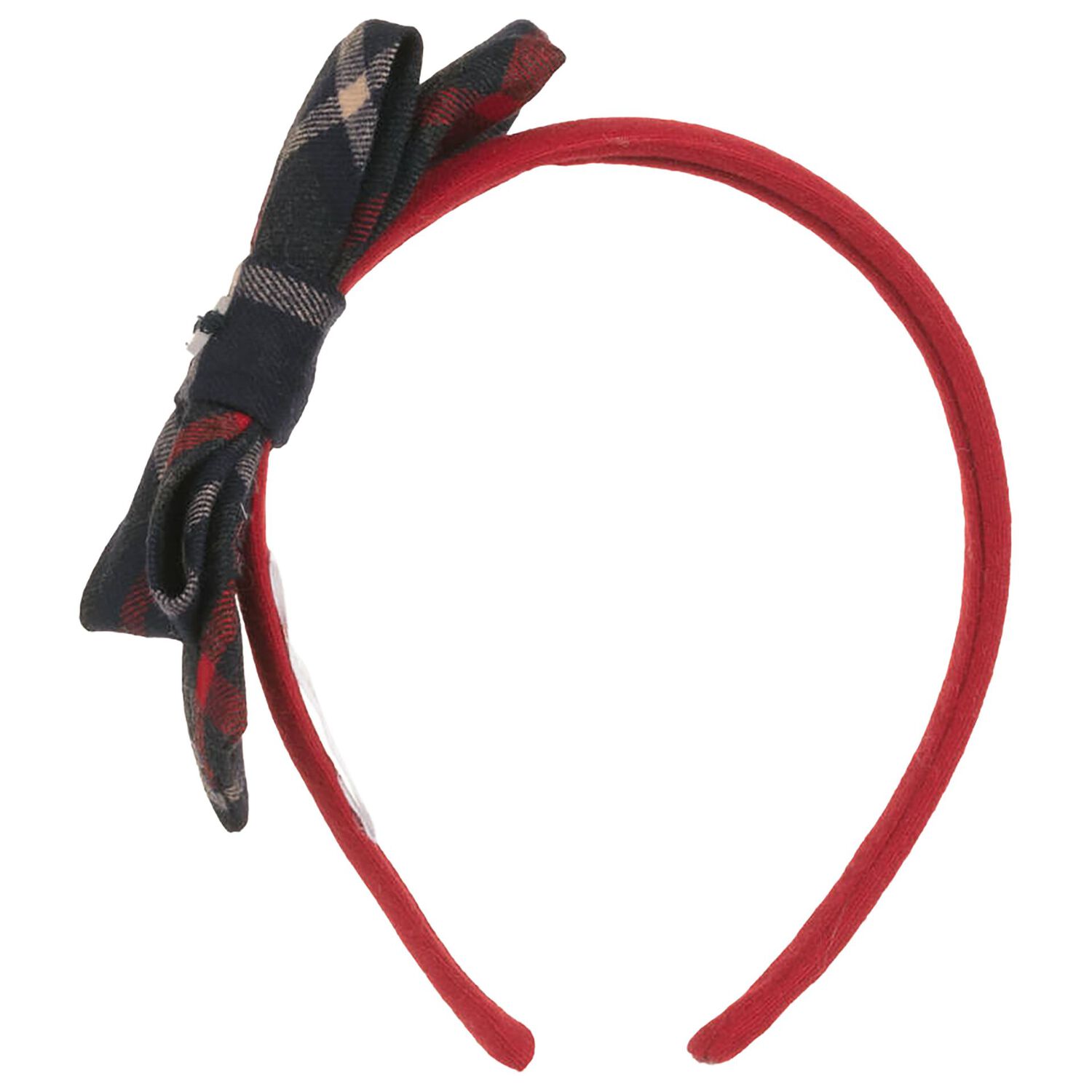 Girls Navy Blue & Red Tartan Headband, 1, hi-res