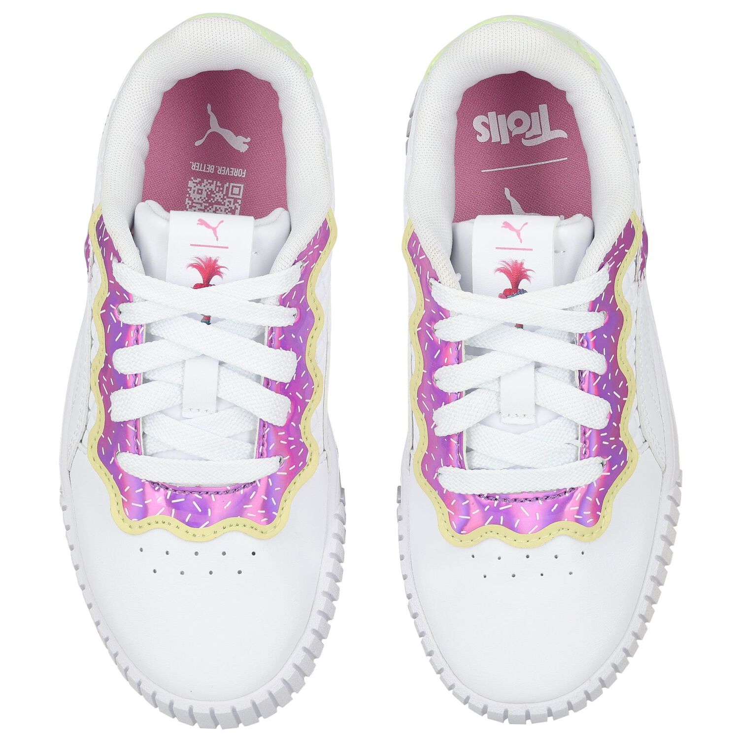 Girls White & Pink Trolls Carina 2.0 Trainers, 1, hi-res image number null
