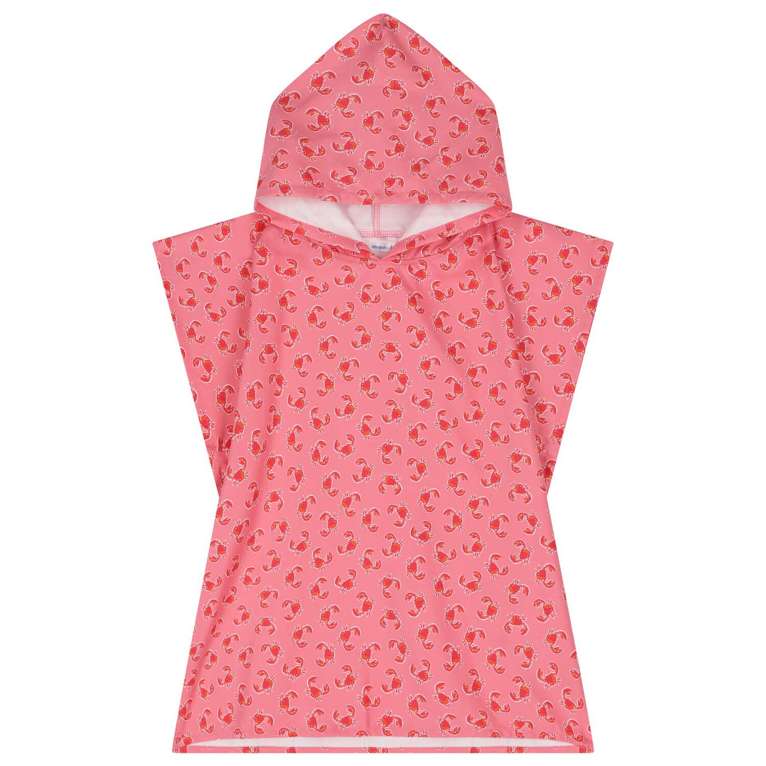 Girls Pink Crab Hooded Towel, 1, hi-res