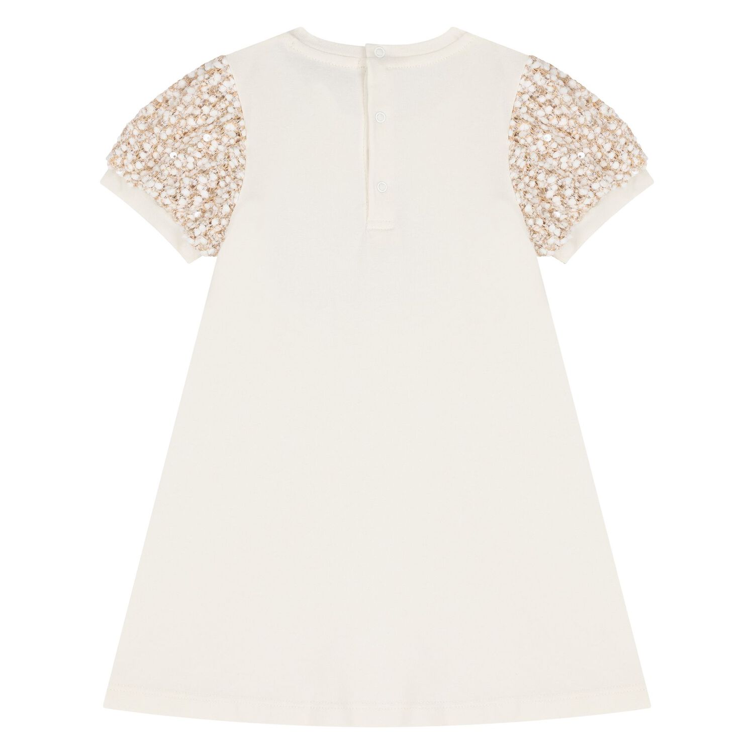 Younger Girls Ivory Bag Print Dress, 1, hi-res