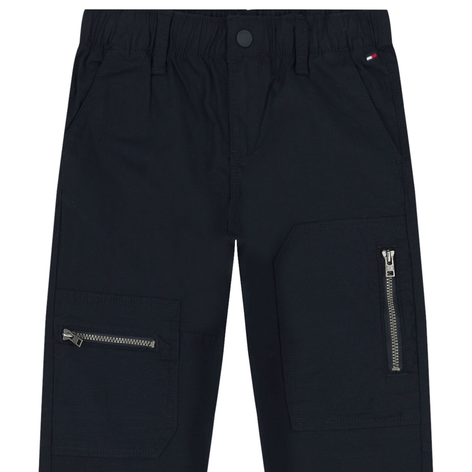 Boys Navy Blue Logo Trousers, 1, hi-res