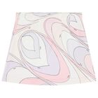 Girls Pink & White Iride Logo Skirt, 1, hi-res