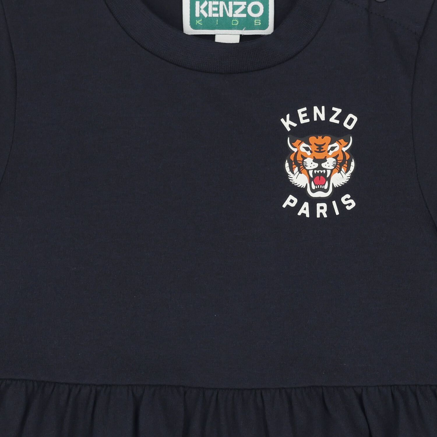 Younger Girls Navy Blue Tiger Logo Dress, 1, hi-res