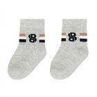 Baby Boys Blue, Grey & Navy Blue Logo Socks ( 3-Pack ), 2, hi-res