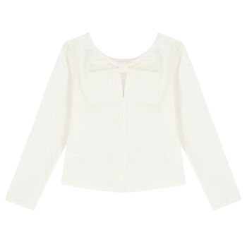 Girls Ivory Sequin Long Sleeve Top