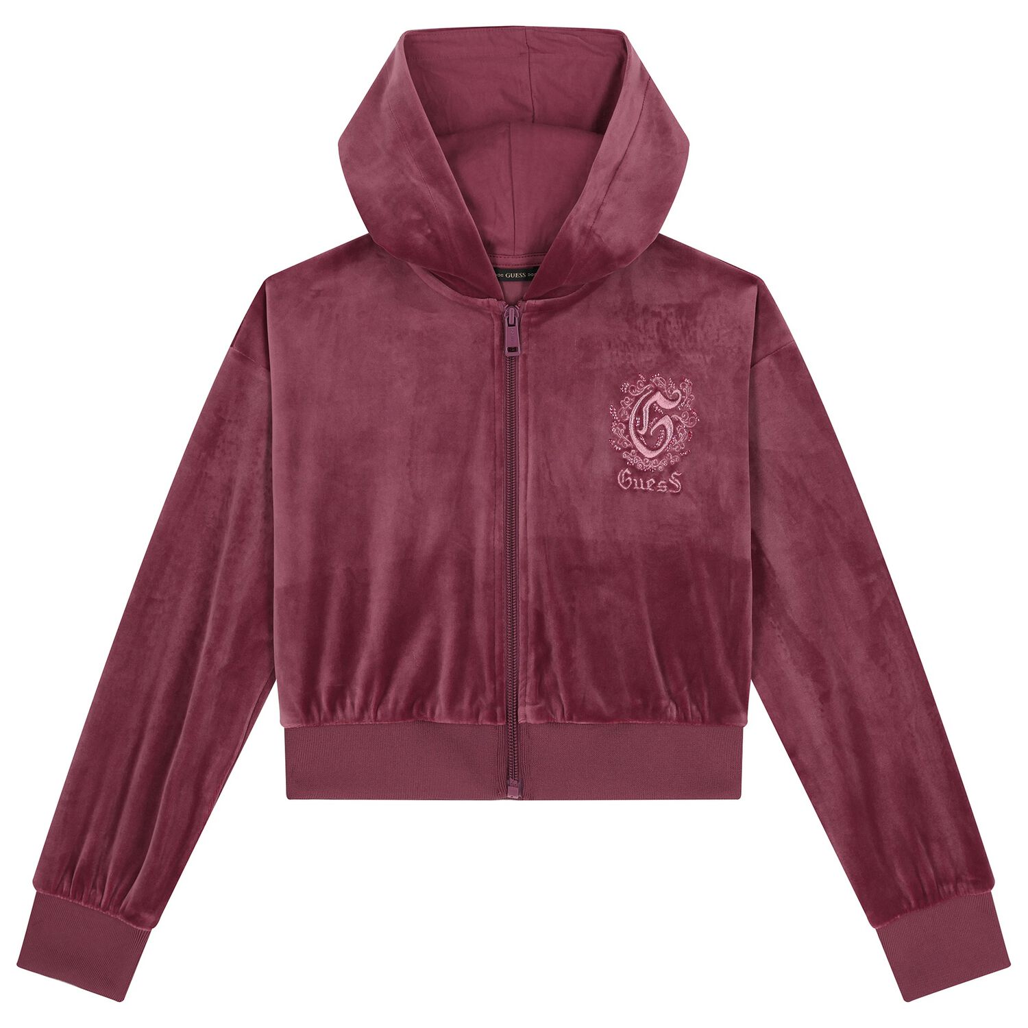Girls Pink Logo Hooded Zip Up Top, 1, hi-res