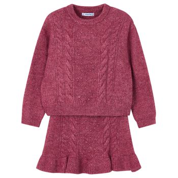 Mayoral Girls Burgundy Knitted Skirt Set, 1 Girls Burgundy Knitted Skirt Set