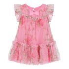Baby Girls Pink Floral Tulle Dress, 2, hi-res