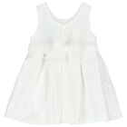 Younger Girls White Flower Satin Dress, 1, hi-res