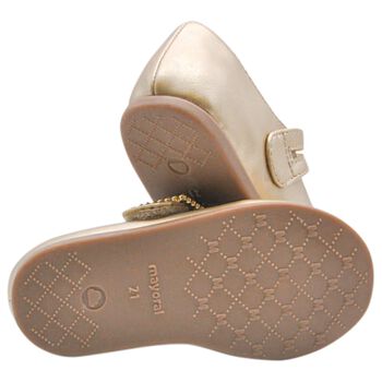 Younger Girls Gold Patent Leather Shoes