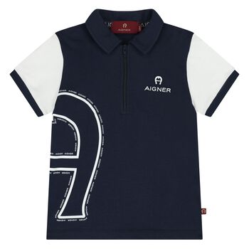 Younger Boys Navy Blue Logo Polo Shirt