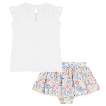 Younger Girls Ivory Butterfly Skirt Set